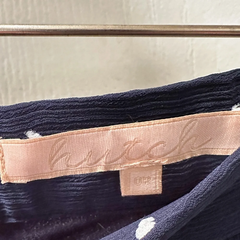 Anthropologie Hutch Navy and White Polka Dot Chiffon Ruffle Mini Skirt 0 Petite - Picture 4 of 4